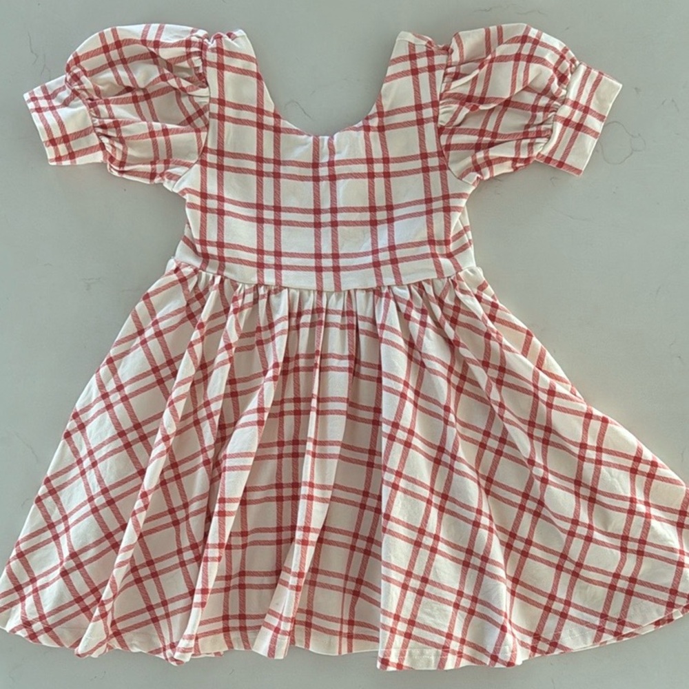 Ollie Jay Puff Dress Scarlet Plaid, Size 3yr